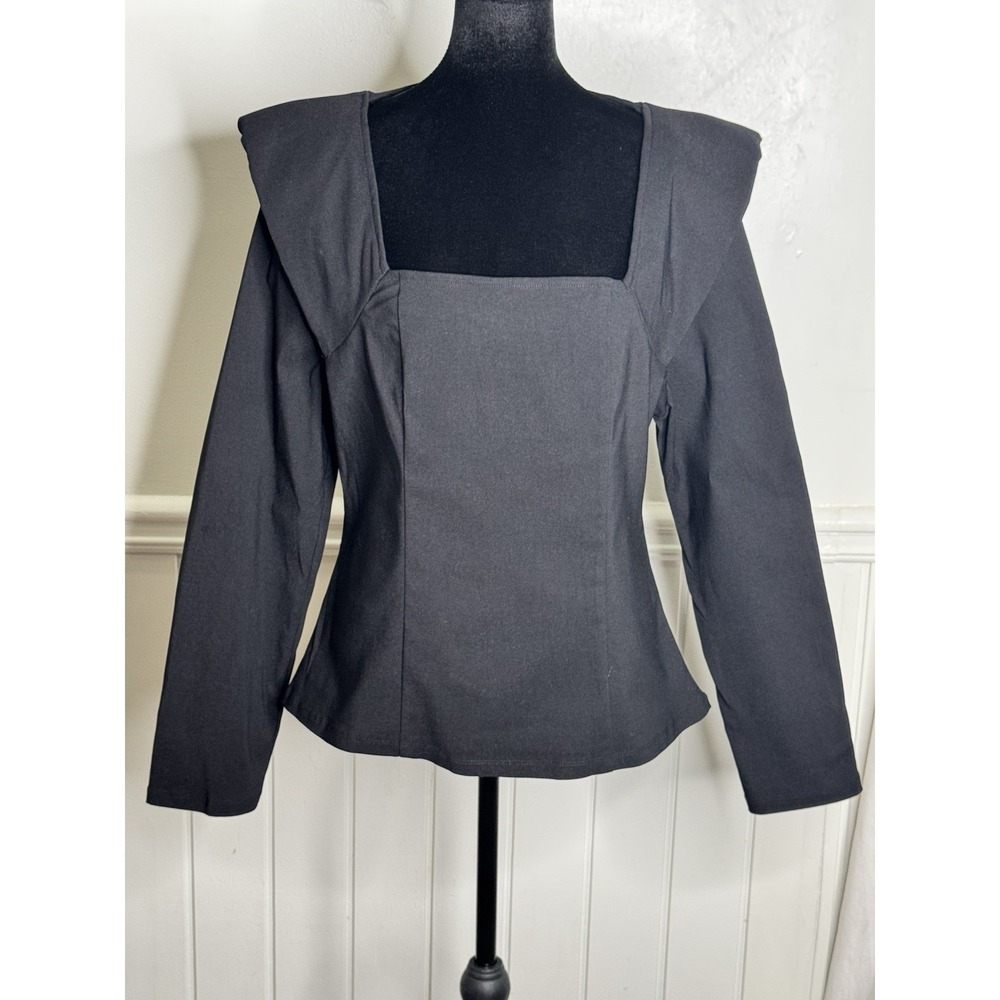 Tuckernuck Hyacinth House Blouse XL Quiet Luxury Office Siren Top Shoulder Pad - Picture 9 of 12